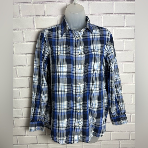 Ralph Lauren Navy and White Long sleeve plaid Checkered Shirt/size S - Picture 1 of 9